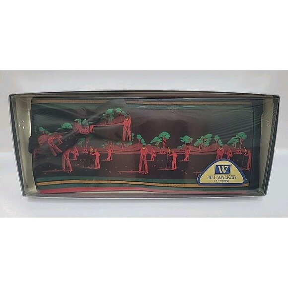 Vtg Bill Walker Santana Golf Cummerbund & Bowtie Set Embroidered Motif NIB